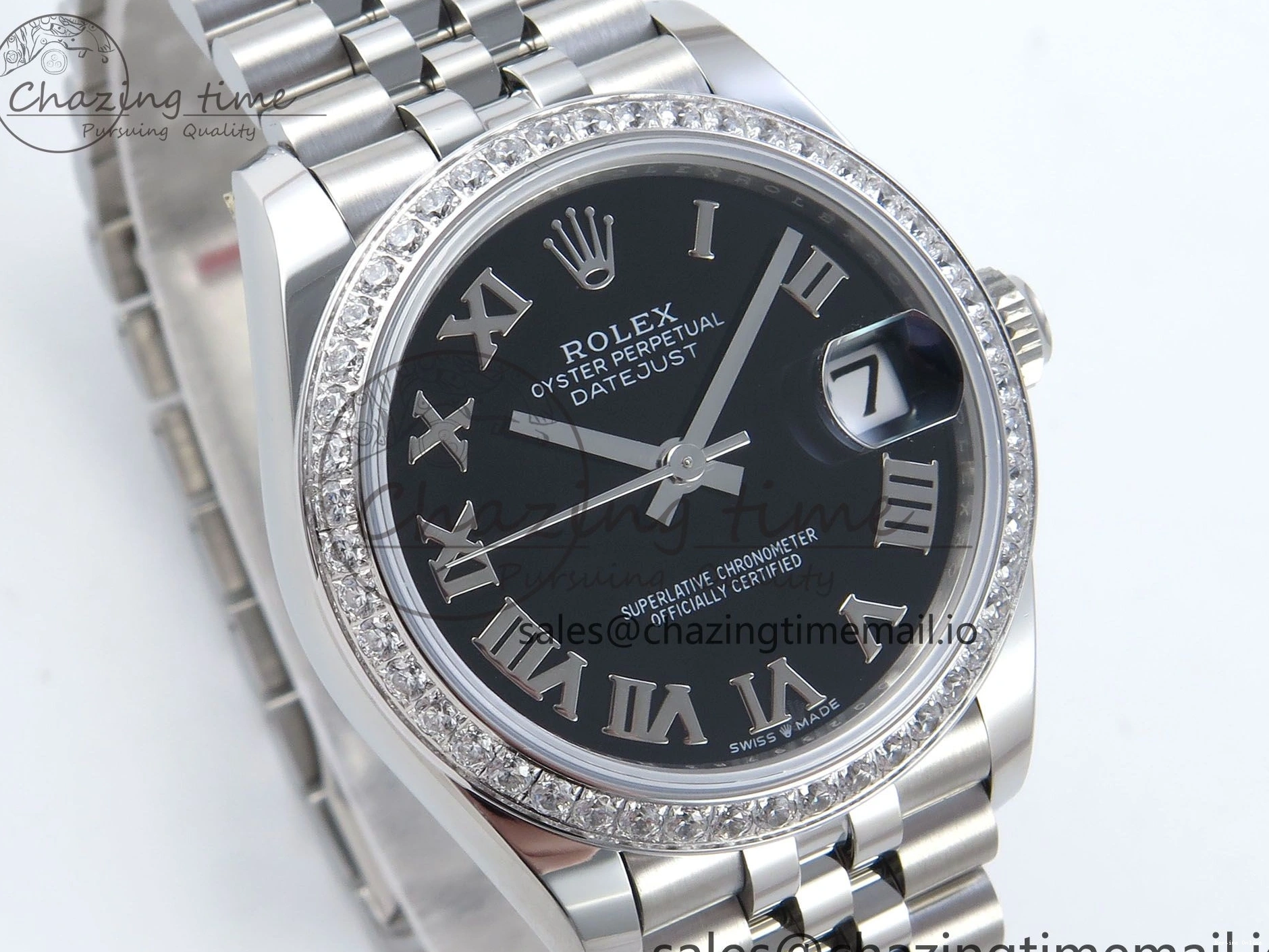 0510 DateJust 31 278384RBR ARF 1:1 Best Edition 904L Steel Black Roman Dial Diamonds Bezel on SS Jubilee Bracelet ETA SmoothTexture 449